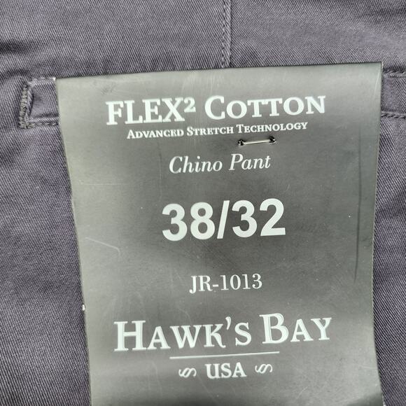 NEW Hawks Bay Pants Mens 38/32 Gray Charcoal Chino Stretch Twill Straight Slim - Picture 5 of 14